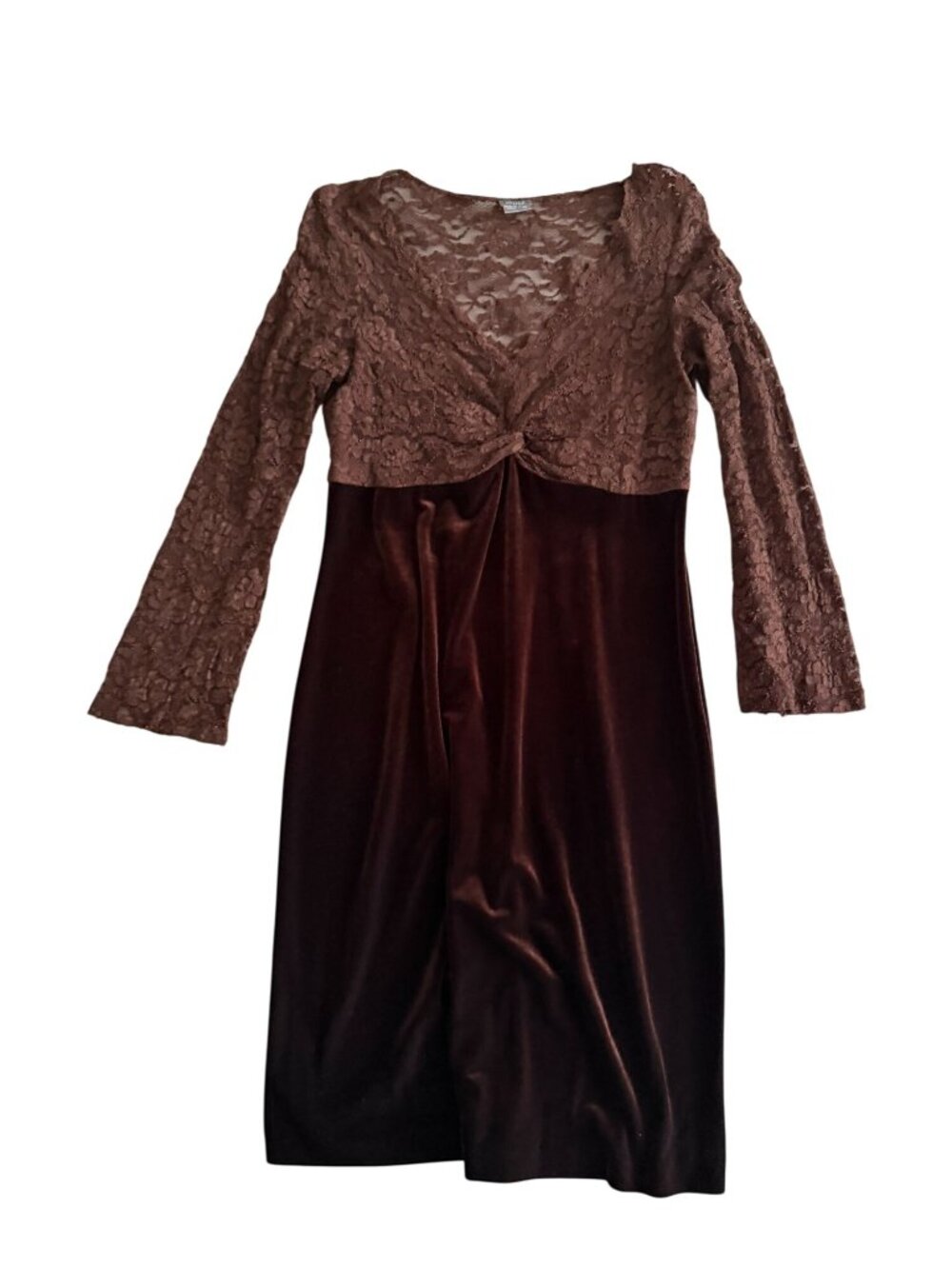 MUSE Brown Velvet Lace Cocktail Dress Size 10 - Picture 7 of 9